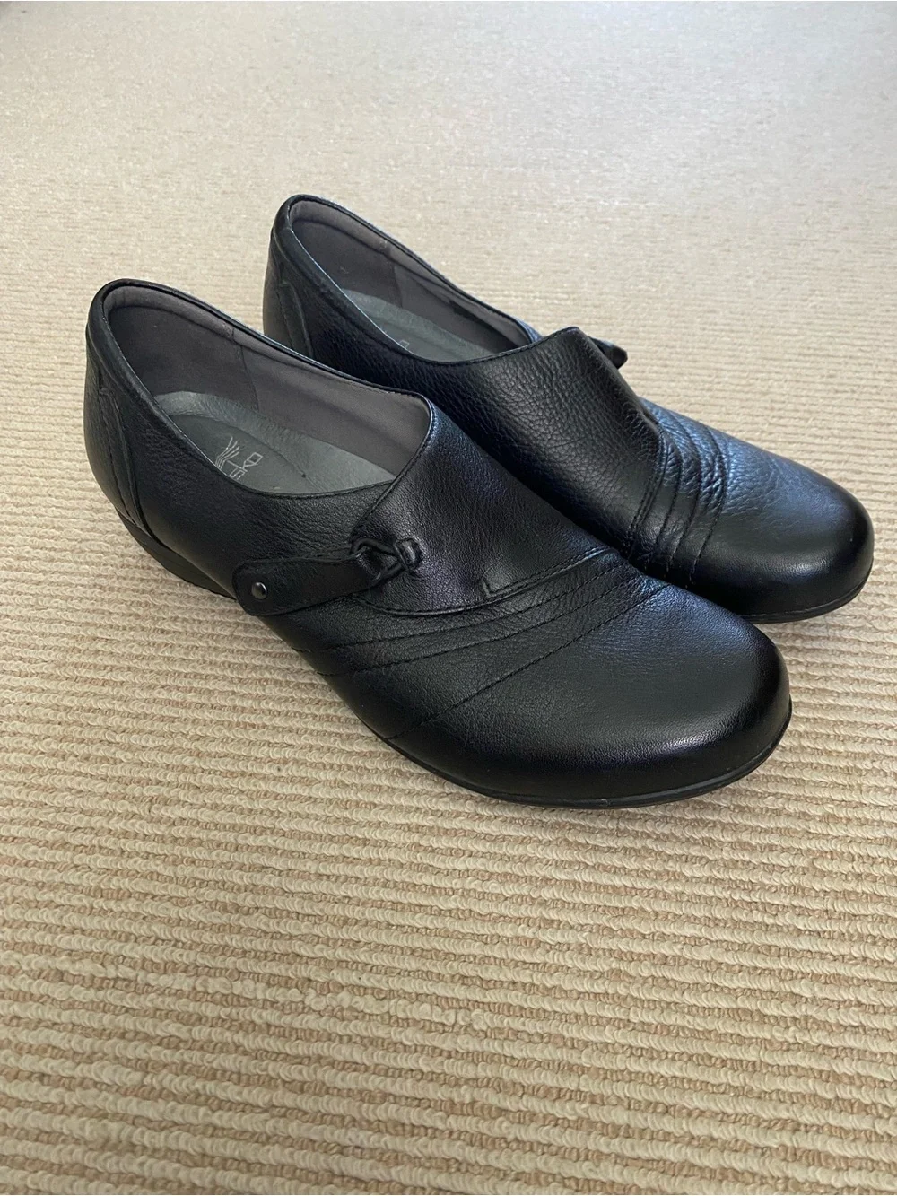 Dansko Black Leather Franny Loafers Flats Comfort Size EU 40 / US 9.5 - 10